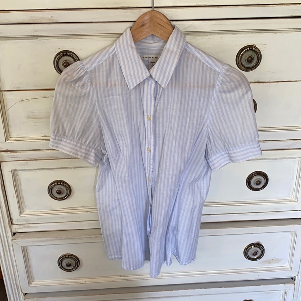 Banana Republic stripe short sleeve button up